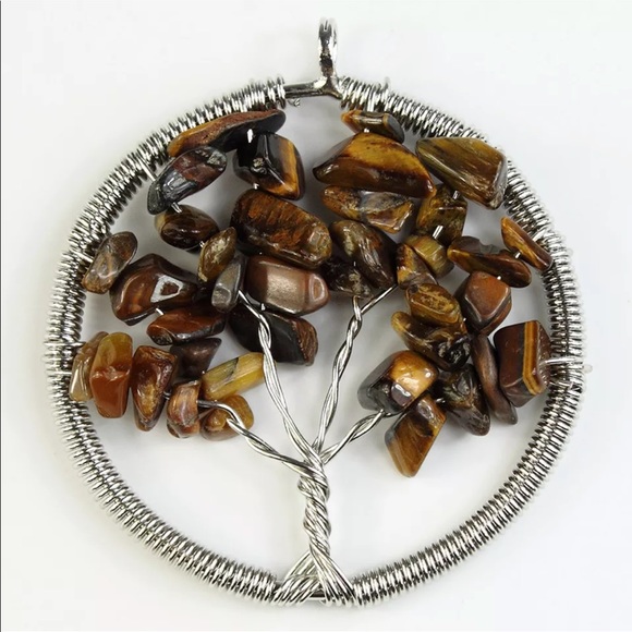 Tiger’s Eye Stone Tree of Life Healing Pendant - Picture 1 of 2
